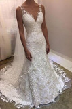 Abito da sposa Eleganti Senza Maniche V-Scollo Lungo Naturale Sirena