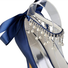 Tacchi alti con strass di perle Scarpe da damigella d'onore da sposa Tacchi alti da sposa