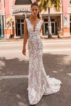 Abito da sposa Pizzo Naturale Senza Maniche Schiena Nuda Petite abbondante