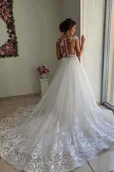 Abito da sposa Piccola t Lungo Naturale Festoni abbondante Corpo a pera