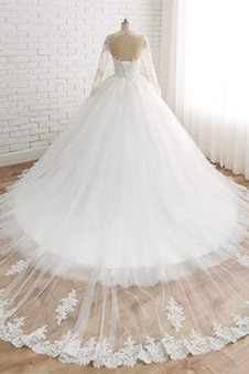 Abito da sposa Pizzo Festoni all'aperto Formale Autunno Naturale