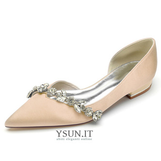 Scarpe da donna a punta piatta classiche scarpe da sposa in raso con strass - Pagina 12