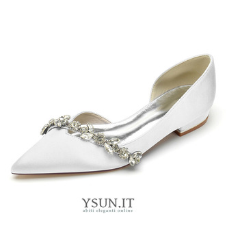 Scarpe da donna a punta piatta classiche scarpe da sposa in raso con strass - Pagina 1