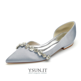 Scarpe da donna a punta piatta classiche scarpe da sposa in raso con strass - Pagina 3