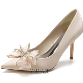 Scarpe da sposa con tacco alto sandali con tacco alto da sposa scarpe da damigella d'onore in raso - Pagina 6