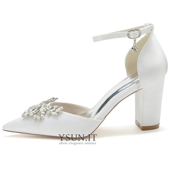 Scarpe da sposa in raso con strass scarpe da sposa bianche scarpe da sposa con fiocco - Pagina 3