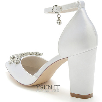 Scarpe da sposa in raso con strass scarpe da sposa bianche scarpe da sposa con fiocco - Pagina 2