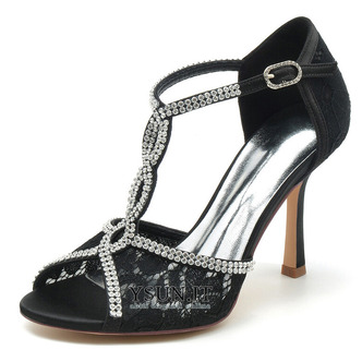 Scarpe da donna con tacco alto con strass Scarpe da banchetto in raso moda Sandali con tacco a spillo - Pagina 7