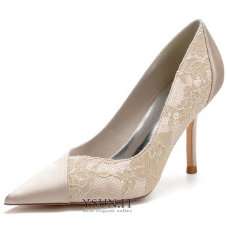 Scarpe da sposa in pizzo bianco scarpe da sposa con strass scarpe da damigella d'onore con strass a spillo da donna - Pagina 8