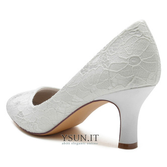 Scarpe da sposa in pizzo sandali con tacco alto bianchi scarpe da banchetto scarpe da sposa - Pagina 4