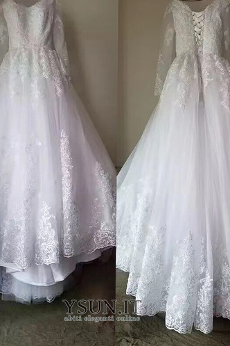 Abito da sposa Inverno Treno di spazzata Pizzo francese Applique Naturale - Pagina 2