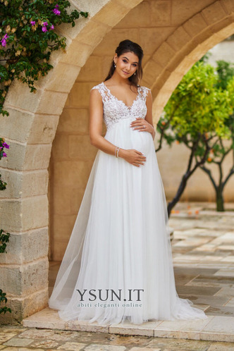 Abito da sposa Premaman Eleganti V-Scollo Reale vita alta Gonna lunga - Pagina 1