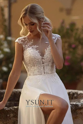 Abito da sposa Semplici Senza Maniche A-Line Spiaggia Spacco coscia-alto - Pagina 4