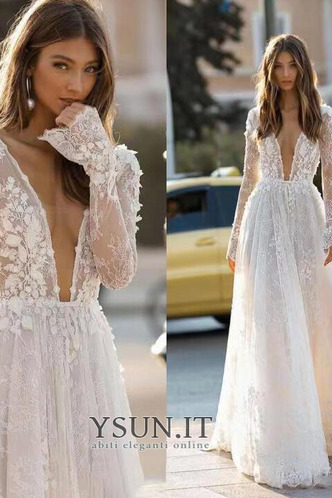 Abito da sposa Maniche Lunghe unbacked Pizzo francese Quanto Naturale - Pagina 1