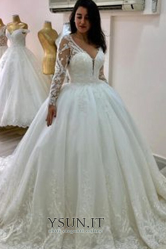 Abito da sposa Inverno Illusione maniche Maniche Lunghe Scollo a v V - Pagina 1