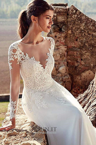 Abito da sposa Pizzo Lungo Maniche Lunghe Quanto Shiena Sheer Applique - Pagina 3