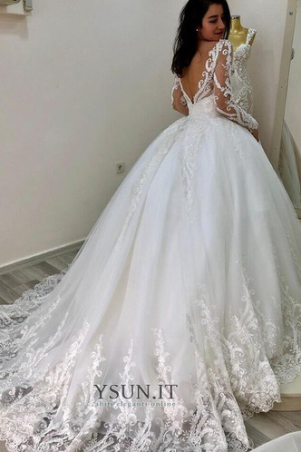 Abito da sposa Inverno Illusione maniche Maniche Lunghe Scollo a v V - Pagina 2