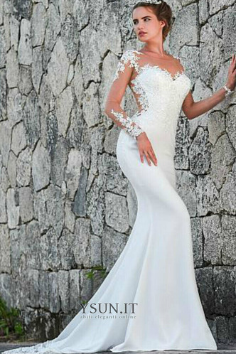 Abito da sposa Pizzo indietro trasparente Sirena Estate Illusione maniche - Pagina 1