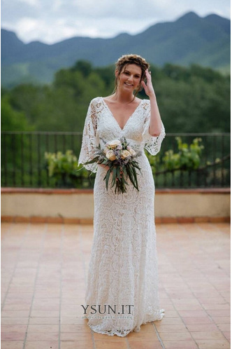 Abito da sposa Eleganti A Terra Profondo scollo a v in pizzo Schiena Nuda - Pagina 1