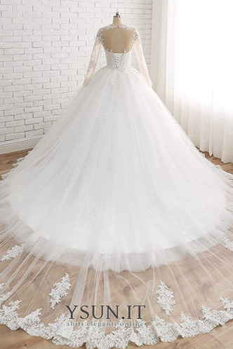 Abito da sposa Pizzo Festoni all'aperto Formale Autunno Naturale - Pagina 2