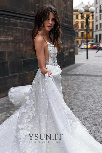 Abito da sposa Eleganti Naturale A-Line Autunno Applique Gonna lunga - Pagina 3